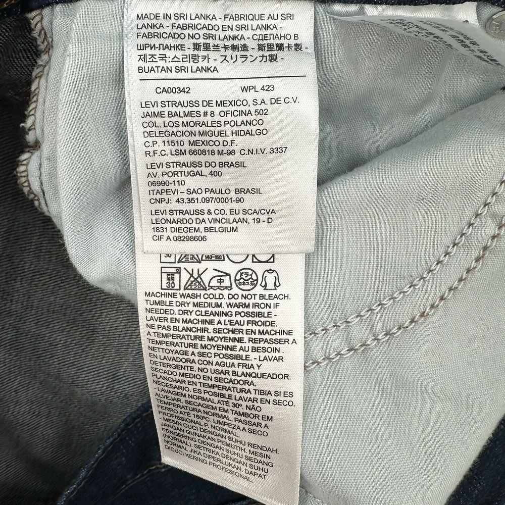 Levis 505 Straight Leg Jeans Dark Wash Blue Button Flap Pocket Denim Women 32x34